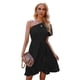 thumbnail image 2 of SAYOO , vestidos de noche de verano para mujer, color sólido, un hombro, volantes, minivestido de fiesta para mujer SAYOO Moda, 2 of 9