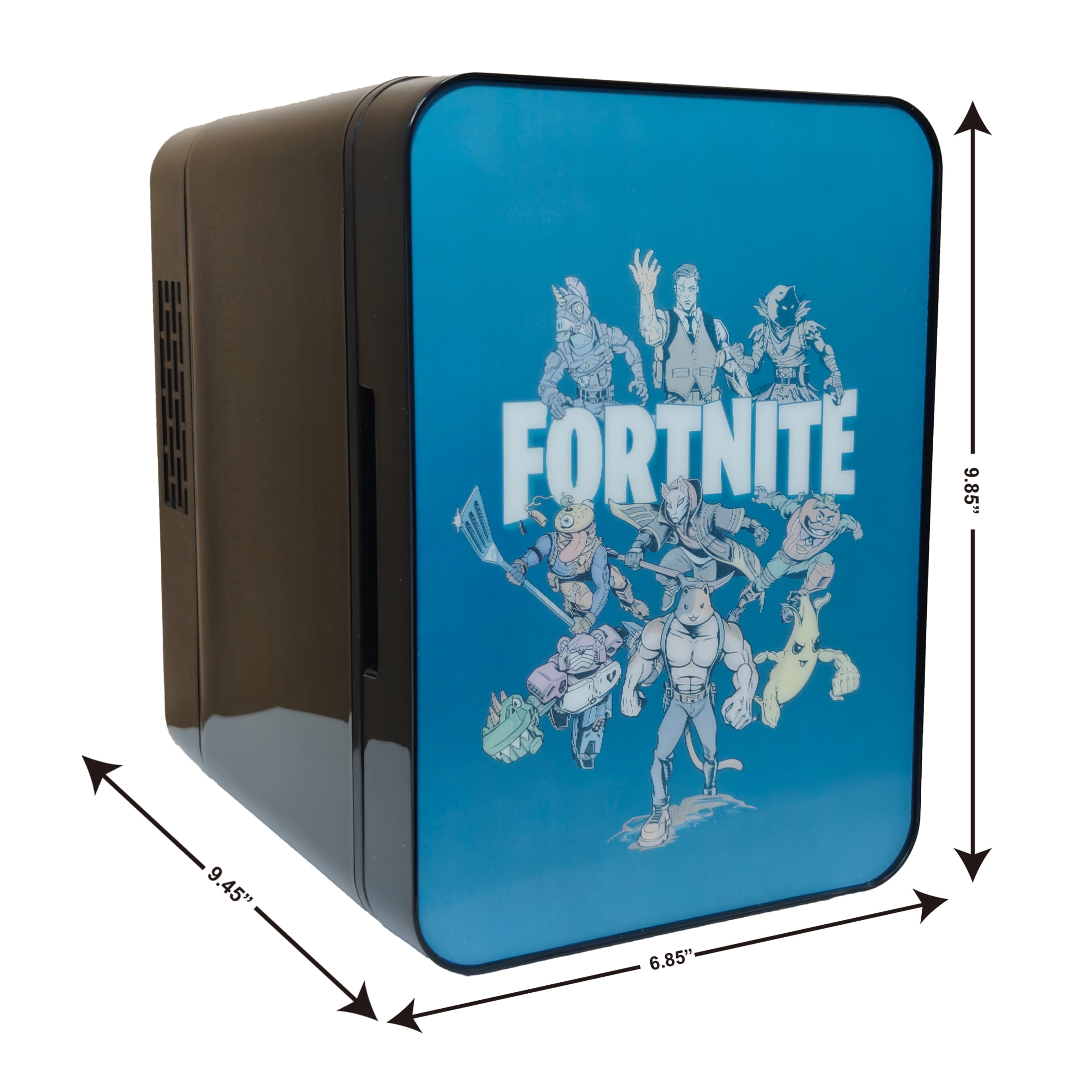 Fortnite Peely Mini Fridge 4L 6 Can – Portable Gaming Cooler, Lenticular Personal Refrigerator for Drinks, Skincare, Bedroom, Office, Black