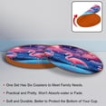 thumbnail image 4 of Flamingo Luxury Microfiber Leather Round Coasters Set of 6 - 11x11 cm/4.3x4.3 in Drink Coasters for Home, Office, and Bar Use, 4 of 6