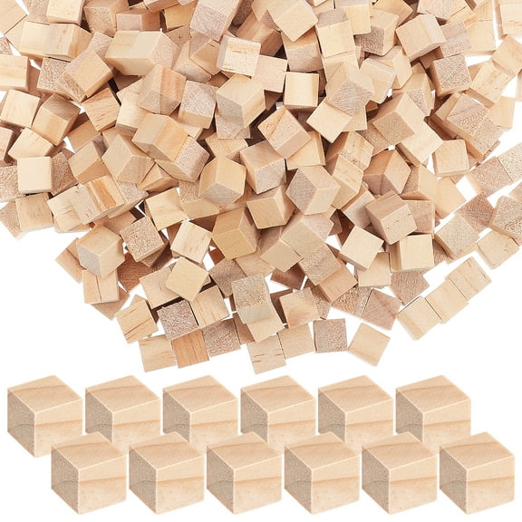 500 Pcs Wooden Cube Puzzles Wooden Cubes Unfinished Wood Blocks Pine Wood Blocks 1.00X1.00X1.00CM