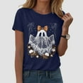 thumbnail image 2 of TTUHYWXI Halloween Shirts Women 2025,Cute Spooky Season Fall Graphic Funny Tees Ghost Print Costume T-Shirt Tops (Navy, M), 2 of 5