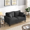 thumbnail image 2 of Dark Gray Corduroy Loveseat Sofa for Small Spaces, High Resilience Upholstered 2-Seater Sofa Couch with Pillows for Living Room, Bedroom, Apartment, 2 of 10