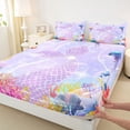 thumbnail image 3 of Castle Fairy Cute Mermaid 4 Pieces Queen Sheet Sets for Kids Teens Girls,Ocean Marine Princess Ultra Soft Flat Sheet,Sea Theme Queen Fitted Sheet,Breathable Home Decor, 3 of 7