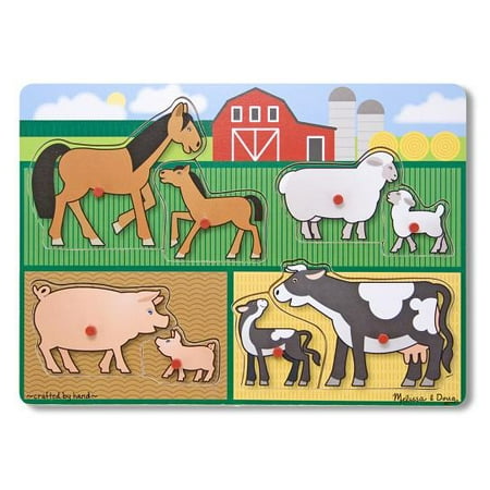 - Melissa & Doug Mother and Baby Farm Animal Families Wooden Peg Puzzle, 8pc