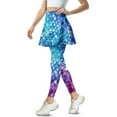 thumbnail image 2 of COEQINE Women High Waist Tennis Skirted Legging with Pockets Blue Purple Scale Print Moisture-Wicking Comfortable Yoga Skirts with Leggings for Women Full Length Golf Pants, 3XL, 2 of 7