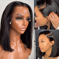 thumbnail image 2 of Bone Straight Bob Wig Lace Front Human Hair Wigs for Women Pre plucked 13x4 Transparent Lace Frontal Wig Short Wigs Human Hair, 2 of 4
