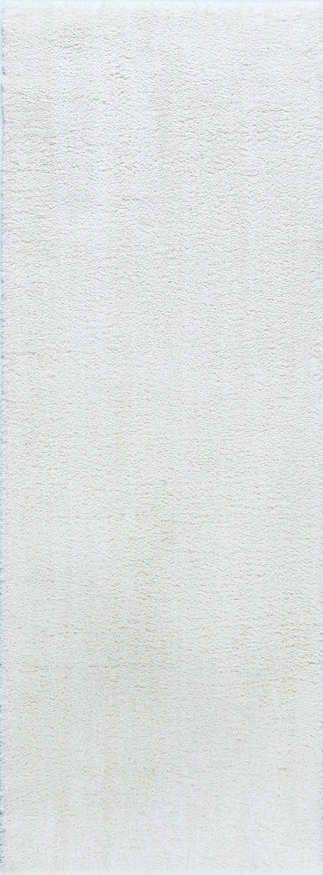 Shag 3x8 Area Rug Thick (2'7'' x 7'3'') Solid Cream Indoor Runner Easy to Clean