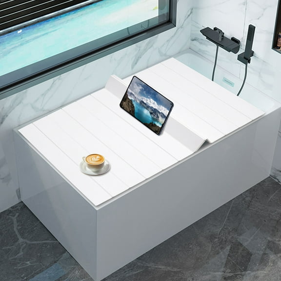 Modern White Bathtub Cover Foldable Bath Lid Insulation Dust Cover for Bathroom, Home, SPA
