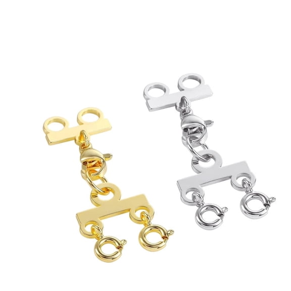 Multi Necklace Layering Clasp 2PCS, 14K Gold Plated & Silver Detangler Connector for Layered Necklaces, Tangle-Free Jewelry Separator for Women