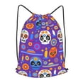 thumbnail image 1 of XMXT Waterproof Gym Bag, Purple Colorful Skull Drawstring Backpack for Men, s, 1 of 8
