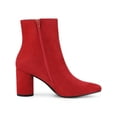 thumbnail image 3 of BLISSFUL STEP Women's Pointy Toe Side Zip Block Heel Ankle Boots Red 8.5, 3 of 7