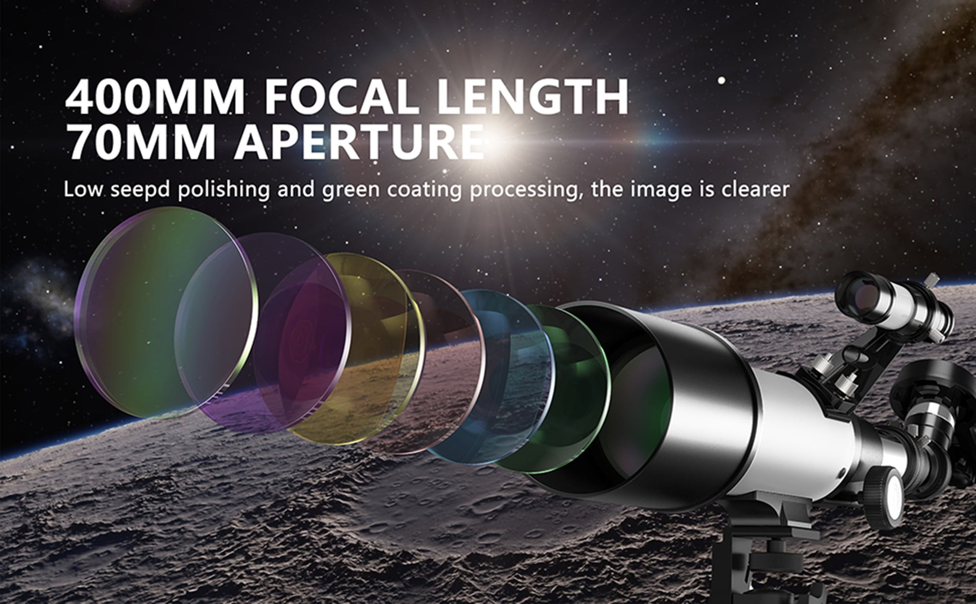 Juyafio Telescope, 70mm Aperture Telescopes for Astronomy, 16X-120X Magnification Telescopes for Kids,Adults, Portable Refractor Telescope with Adapter and Tripod