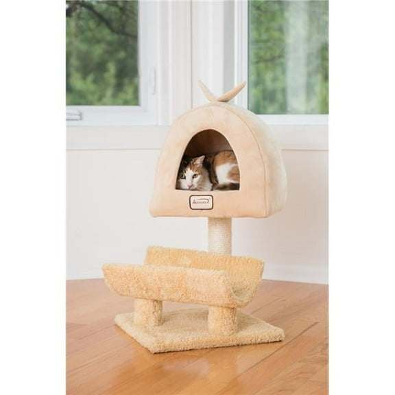 Armarkat  Real Wood Cat Condo  Cat Scratching Post With Plush Condo  Cuddle