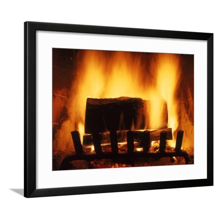 Log Burning In Fireplace Framed Print Wall Art By Chris Rogers