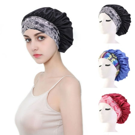 3 PCS Womens Turban Hats Sleeping Head Cover Ethnic Style Elastic Night Bonnet Sleep Cap Chemo Hats for Ladies