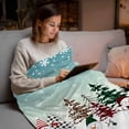 thumbnail image 5 of Christmas Flannel Blanket for Bed,Travel and Camping, Snowman Checked Xmas Tree Snowflake Teal Ombre Super Soft Cozy Blanket for All Seasons 40"x60", 5 of 9