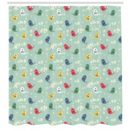Birds Shower Curtain Cute Daisy Flowers Background Chamomile
