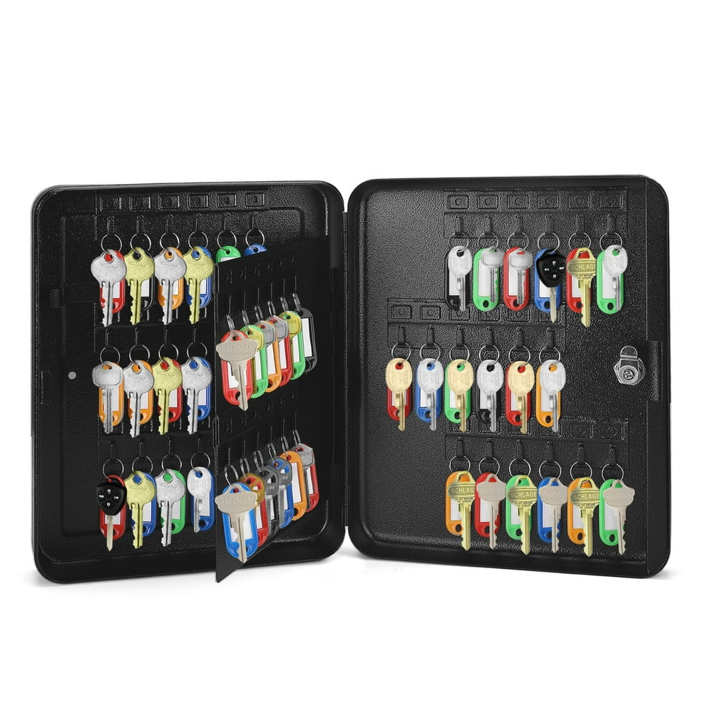 Flexzion Key Steel Lock Box with 60 capacity Colored key Tags
