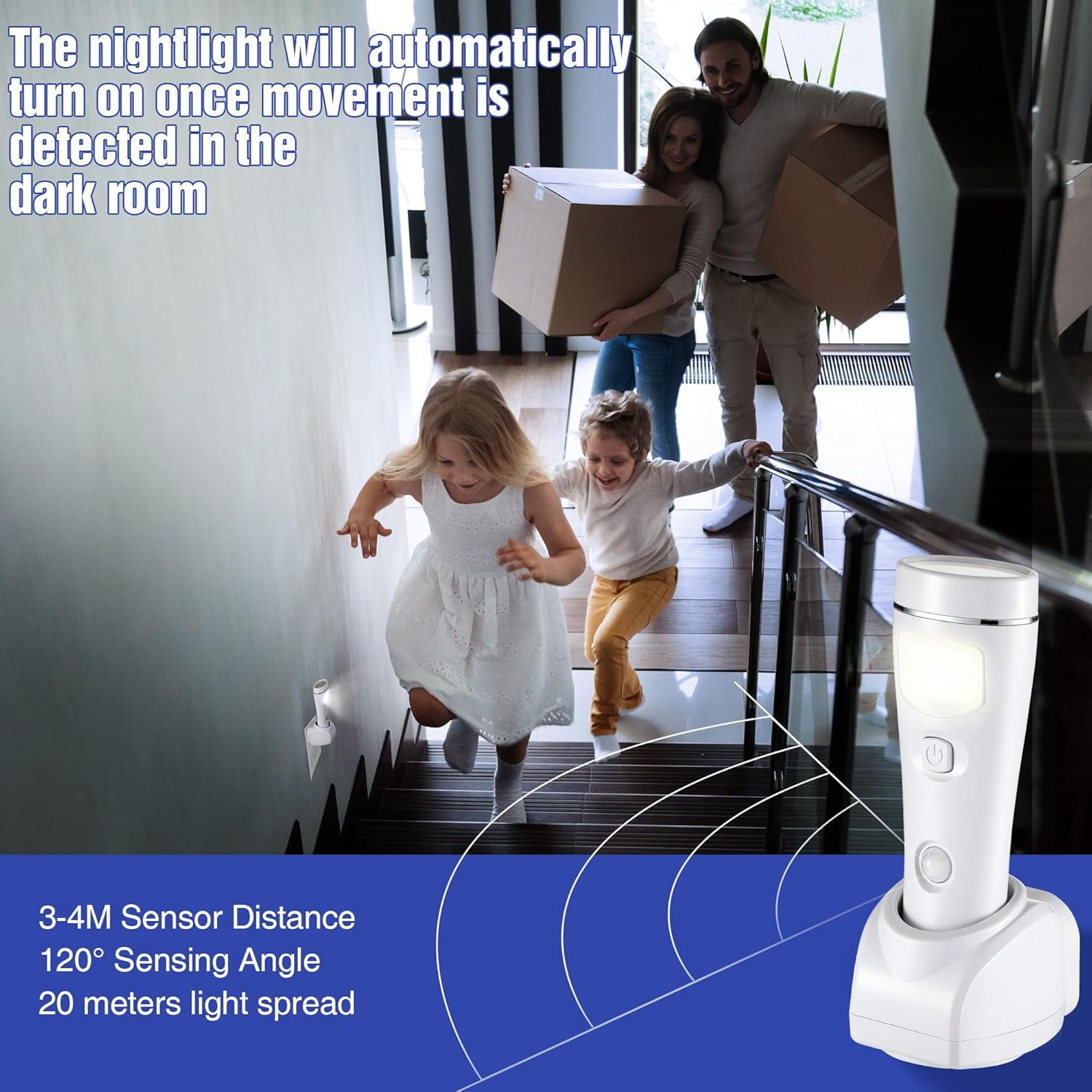 4 in 1 LED Rechargeable Plug in Flashlights, 3 Pack LED Emergency Lights for Home Power Failure, Plug in Power Outage Light, Power Failure Light with Motion Detection (White)