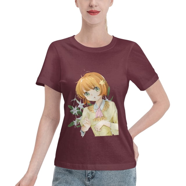 Women's Basic Short Sleeve T-Shirt Cardinal Girl Sakura