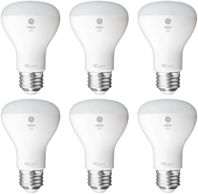 GE Relax Indoor Flood Light Bulb R20 Dimmable, 450 Lumens, 45W Equivalent, Soft White, 6-Pack