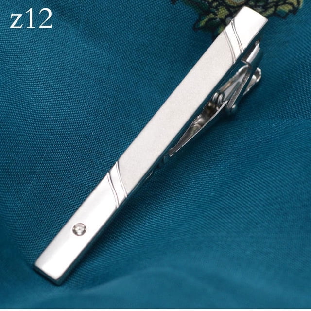 Pinza de corbata formal plateada para hombre, pinza de corbata de moda sencilla con láser, pinza de corbata de seguridad profesional