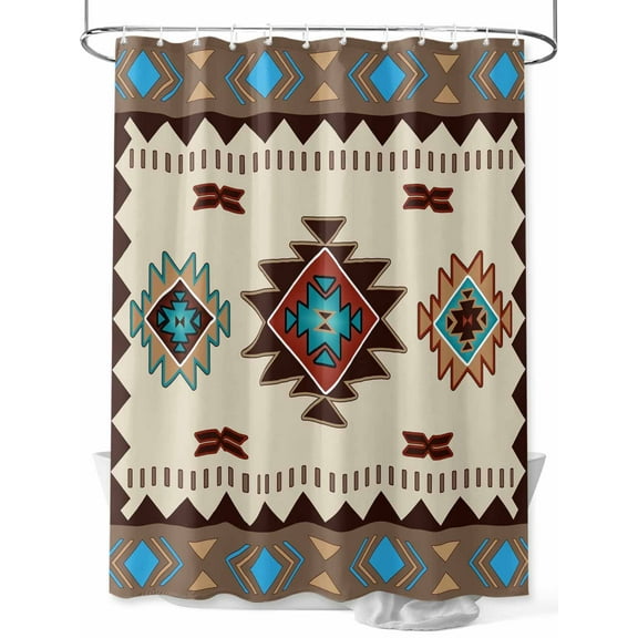 Shower Curtain Boho Tribal Style Bathroom Curtains with Hooks, Waterproof Fabric Southwest Abstract Bohemian Bath Shower Curtains Set for Bathroom Bathtubs Decor 36x72 Inch