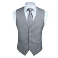thumbnail image 4 of Men's V-Neck Suit Vests Formal Business Vest Wedding Tuxedo Light Grey Slim Fit Waistcoat 3XL, 4 of 6