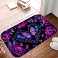 thumbnail image 5 of 1pc Purple Roses and Butterflies Absorbent Non-Slip Bathroom Thickened Flannel Rug Decor,Soft,Quick Drying,Suitable For Indoor/outdoor Use,Bathrooms,Bedrooms,Kitchens,Terrace,Laundry Rooms,16"x24", 5 of 9