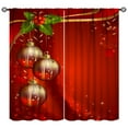 thumbnail image 3 of 2Pcs Christmas Curtains, Blue Christmas Background with Branches Ribbons Snowflakes Xmas Theme Blackout Rod Pocket Window Drapes for Living Room Bedroom Kitchen Party Decor, 3 of 5