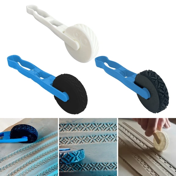 Dserhfy Clay Pattern Roller Pottery Tool Textured Clay Art Roller with Handle Clay Texture Tool for Clay Pottery DIY Projects