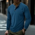 thumbnail image 2 of Mens T-Shirts Solid Color Long Sleeve Casual Loose Dark Blue Graphic Fall Tees size M, 2 of 7