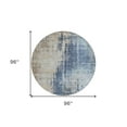 thumbnail image 3 of 8' Navy Blue And Taupe Round Abstract Washable Indoor Outdoor Area Rug, 3 of 5