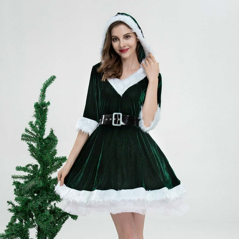 Velvet Santa Dresses Christmas Toddler Girls Dress,Green Santa Dress Trim Velvet Long Velvet Santa Dresses Christmas Toddler Girls Dress,Green Santa Dress Trim Velvet Long