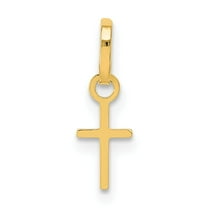 Real 14kt Yellow Gold Tiny Cross Charm Pendant; for Adults and Teens; for Women and Men