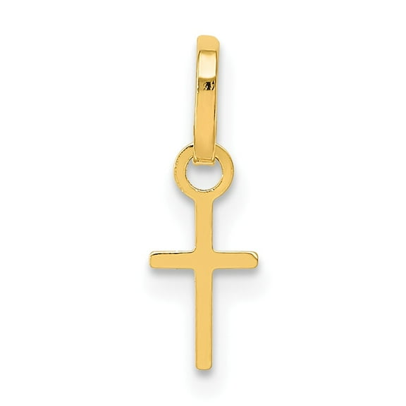 Real 14kt Yellow Gold Tiny Cross Charm Pendant; for Adults and Teens; for Women and Men