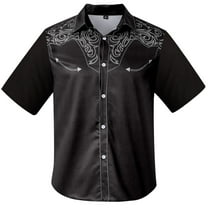 Mens T Shirts Golf Western Denim 3D Printed Lapel Button Short Sleeve Floral Mens Casual Shirts,Black,L