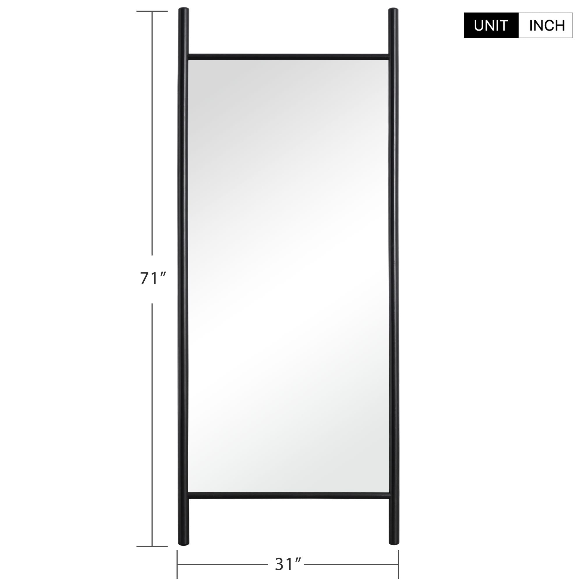71"x31" Large Wood Ladder Floor Mirror Full Length Mirror,Black
