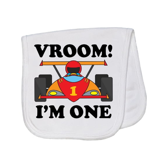 Inktastic 1st Birthday Racing Car Boys Baby Burp Cloth