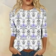 thumbnail image 2 of Sexlip Womens Paisley Print Blouse 3/4 Sleeve Design Lightweight Fabric Relaxed Silhouette for Office Wear Purple XXL, 2 of 4