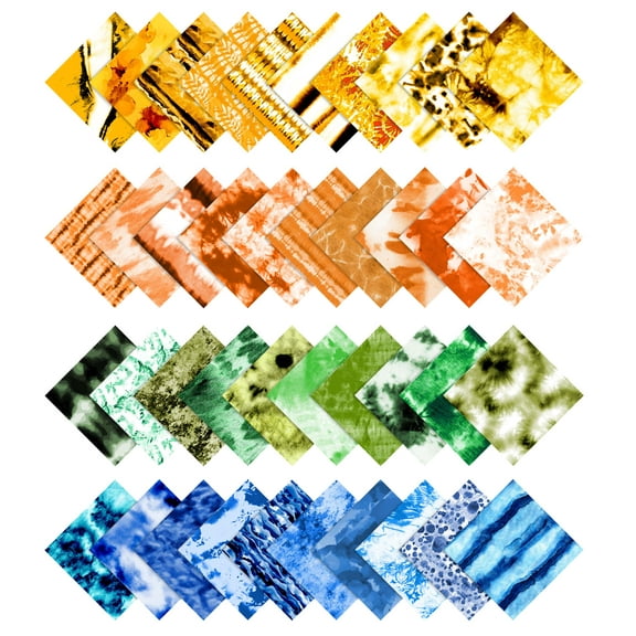 Soimoi Tie Dye Print Precut 5-inch Cotton Fabric Quilting Squares Charm Pack DIY Patchwork Sewing Craft NB-White