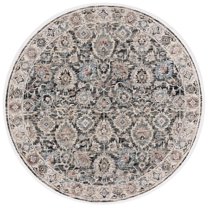 SAFAVIEH Artifact Esmond Oriental Polyester Area Rug, Charcoal/Ivory, 6'7" x 6'7" Round