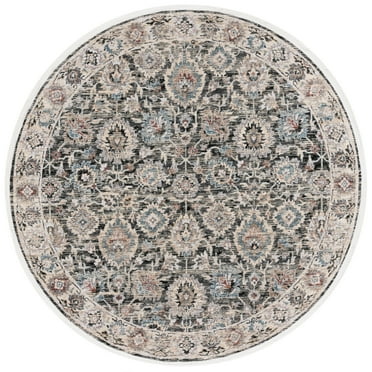 SAFAVIEH Artifact Esmond Oriental Polyester Area Rug, Charcoal/Ivory, 6'7" x 6'7" Round