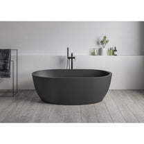 Ruvati 59-inch Matte Black epiStone Surface Oval Freestanding Bath Tub Canali