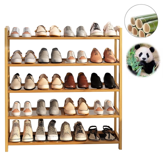 zapatera 5 pisos plano material de bamboo natural