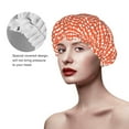 thumbnail image 4 of Easygdp Orange Gingham Shower Caps for Women, Double Waterproof Layers Shower Cap, Quick Drying Bath Hair Cap Reusable, 4 of 9