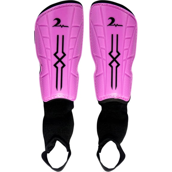 Kids Soccer Shin Guards with Foam Backing & Adjustable Straps. Fits Ages 8-13. Pink