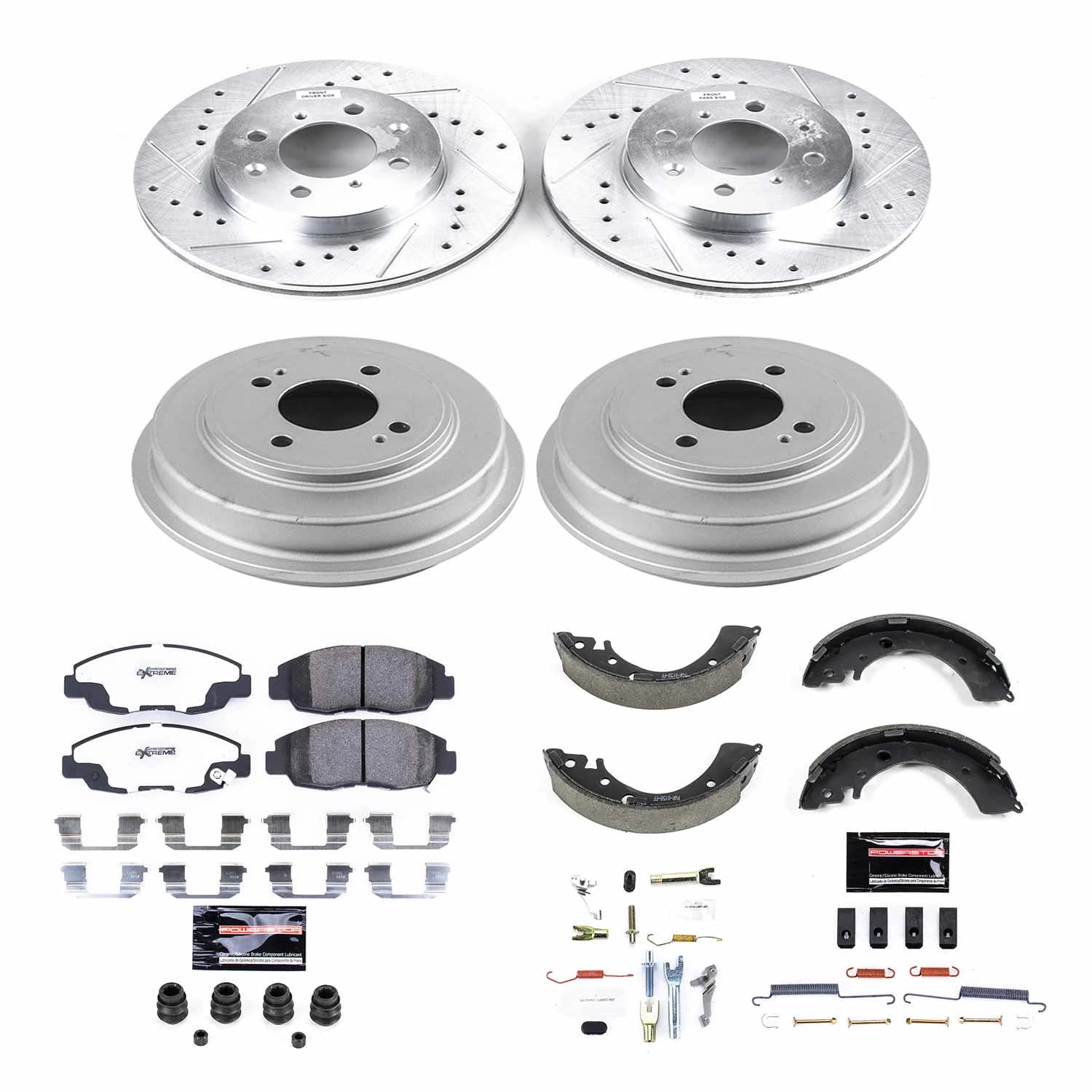 PowerStop Front and Rear Z26 Street Warrior Brake Pad Rotor Drum and Shoe Kit Fits: HONDA Select Models K15087DK-26