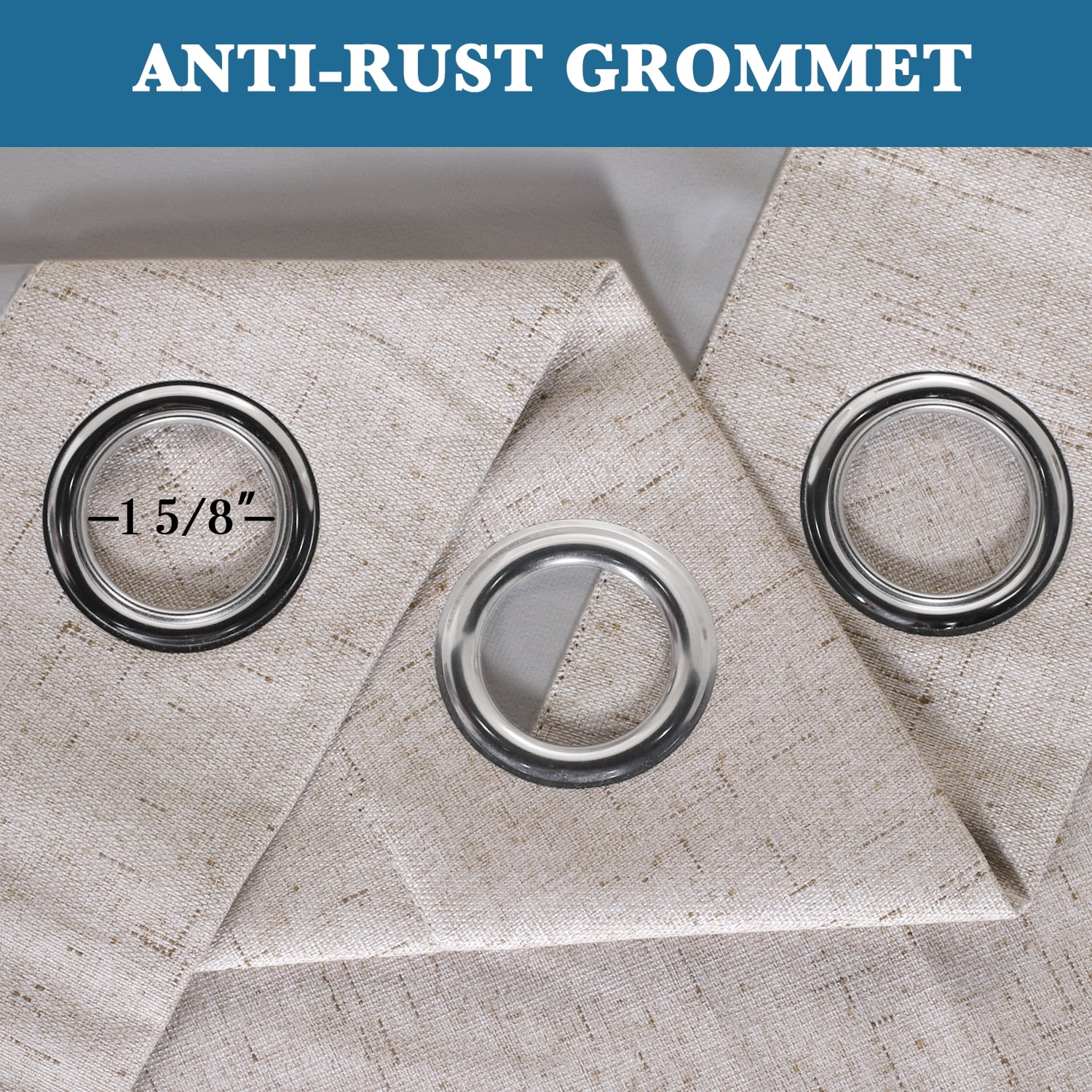 PrimeBeau Curtain Panels 100% Blackout Grommet Drapes, 52 x 96 inches, Set of 2, Natural Color