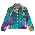 thumbnail image 4 of Jackets for Women Winter Coat Jackets Flannel Stand Collar Jacket(Ocean Life Abstract Art,Size:S-4XL), 4 of 7